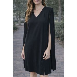 C/MEO Collective Black Sleeveless V-Neck Shift Dress | Minimalist Midi
